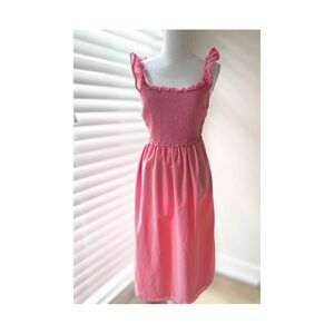 Wilfred Pink Smocked Midi Sundress with Ruffle Straps